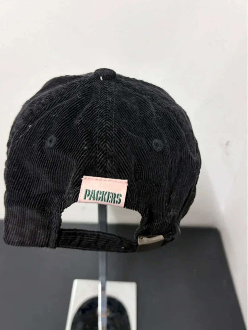 Green Bay Packers Black Corduroy Baseball Hat - Pink & White Embroidered Logo
